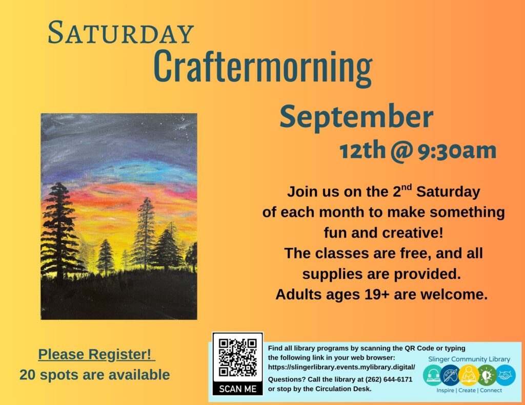 flyer for 9/12 craft program. contact library for details